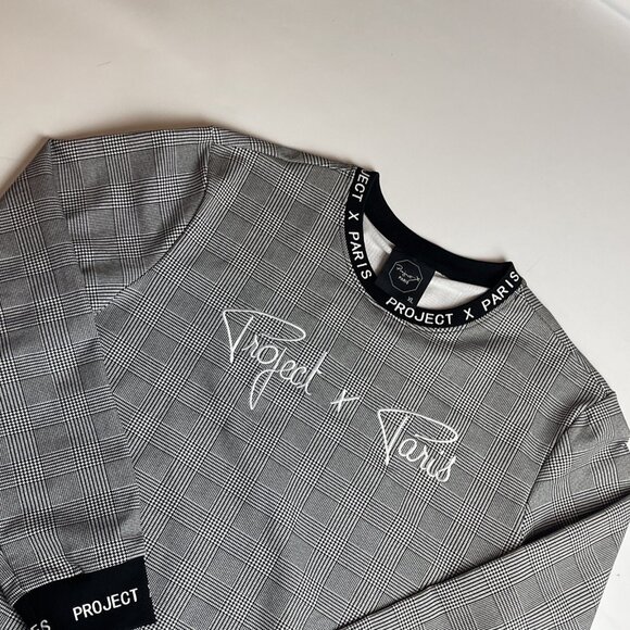 PROJECT X PARIS Sweater fleece Pullover embroidered Logo Black & White Men' XL - Picture 3 of 10